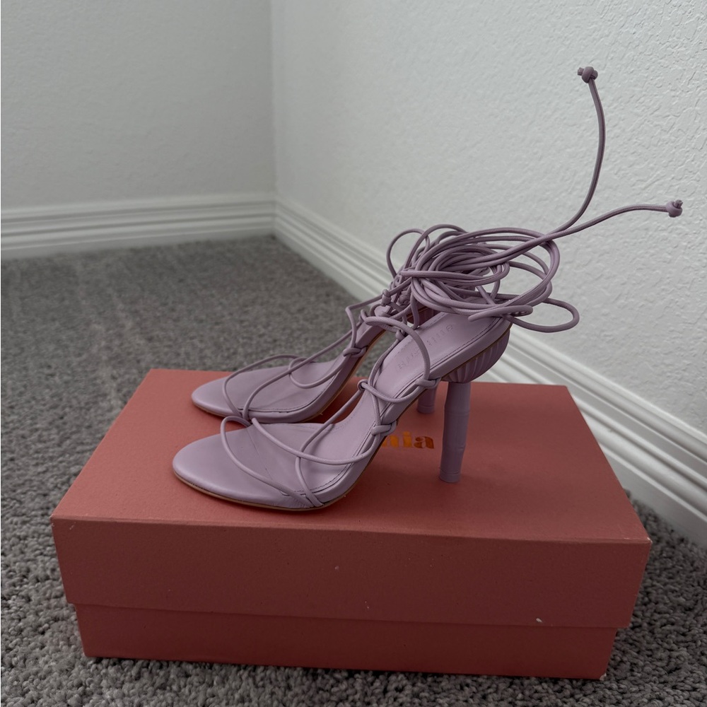 Cult Gaia Lavender Lace-Up Heels